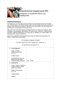 thumbnail of Fragebogen für den Niedersächsischen Integrationspreis 2023